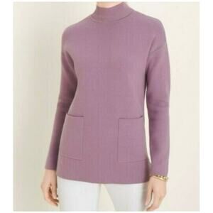 NWT Chicos Milano Stitch Mock Neck Pullover Sweater Violet Size 1 (M) MSRP $119